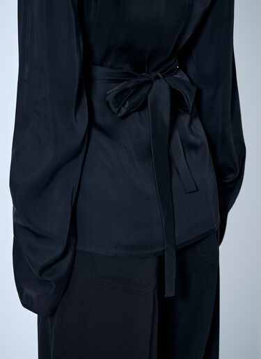 LN-CC® - Rick Owens: Laura Satin Wrap Top - Black Rick Owens Laura Satin Wrap Top Black ric0265013