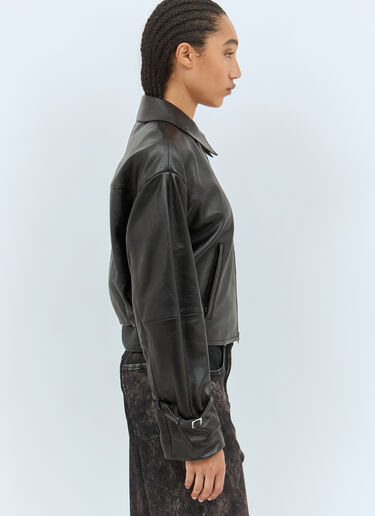 Acne Studios 皮革拉链夹克 黑色 acn0258001
