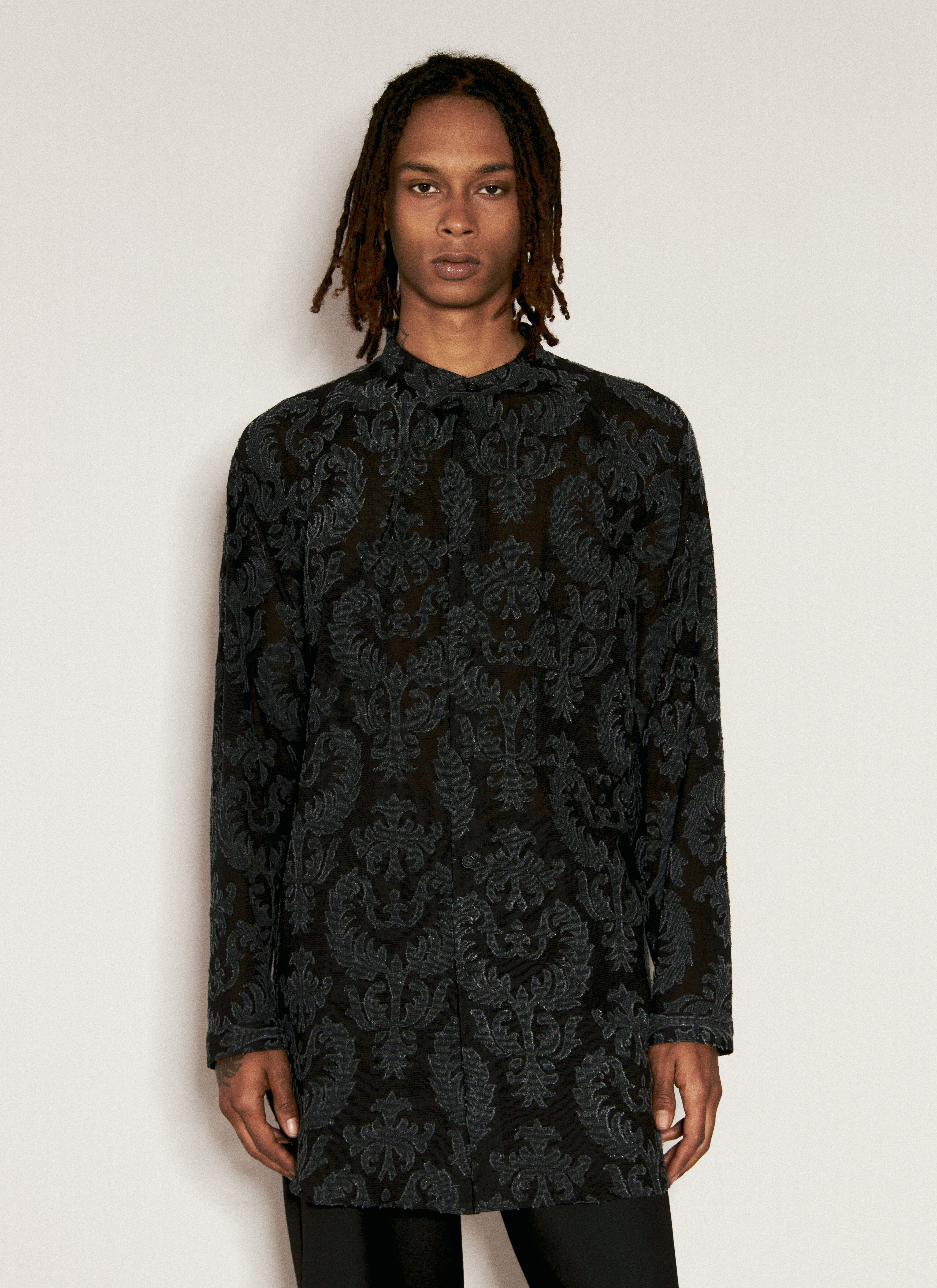 Yohji Yamamoto 인디아 패턴 셔츠 블랙 yoy0156012