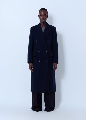The Row Bamira Double-Breasted Wool Coat Navy row0266002