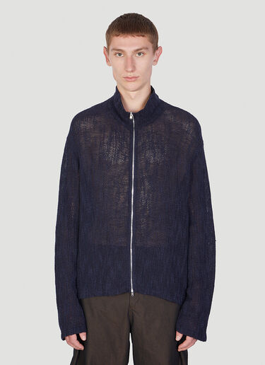 Our Legacy Shrunken Full Zip Polo Cardigan Navy our0153002