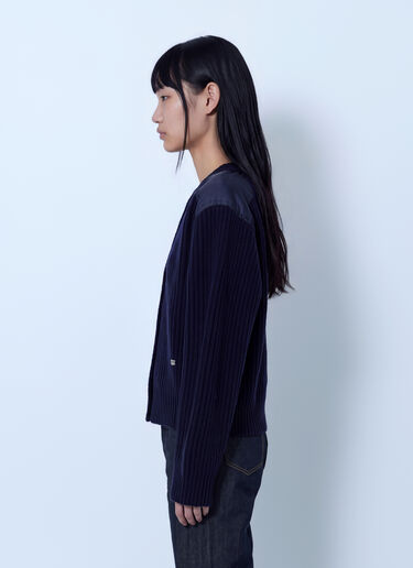 LN-CC® - GANNI: Wool Melange Rib Stripe V Neck - Navy GANNI Wool Melange Rib Stripe V Neck Navy gan0266031