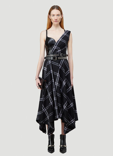 Alexander McQueen Asymmetric Checked Dress Black amq0242003