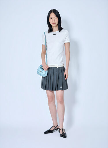 Miu Miu Lace-Trim Logo-Patch T-shirt White miu0265016