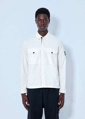 Stone Island Zip-Front Overshirt with Flap Pockets White sto0165069