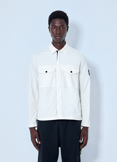 Stone Island Zip-Front Overshirt with Flap Pockets White sto0165069