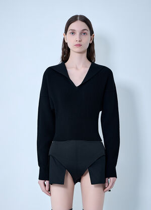 Rick Owens Dracu Cropped V Knit Black ric0263041