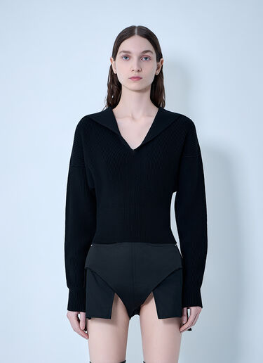 Rick Owens Dracu Cropped V Knit Black ric0263041