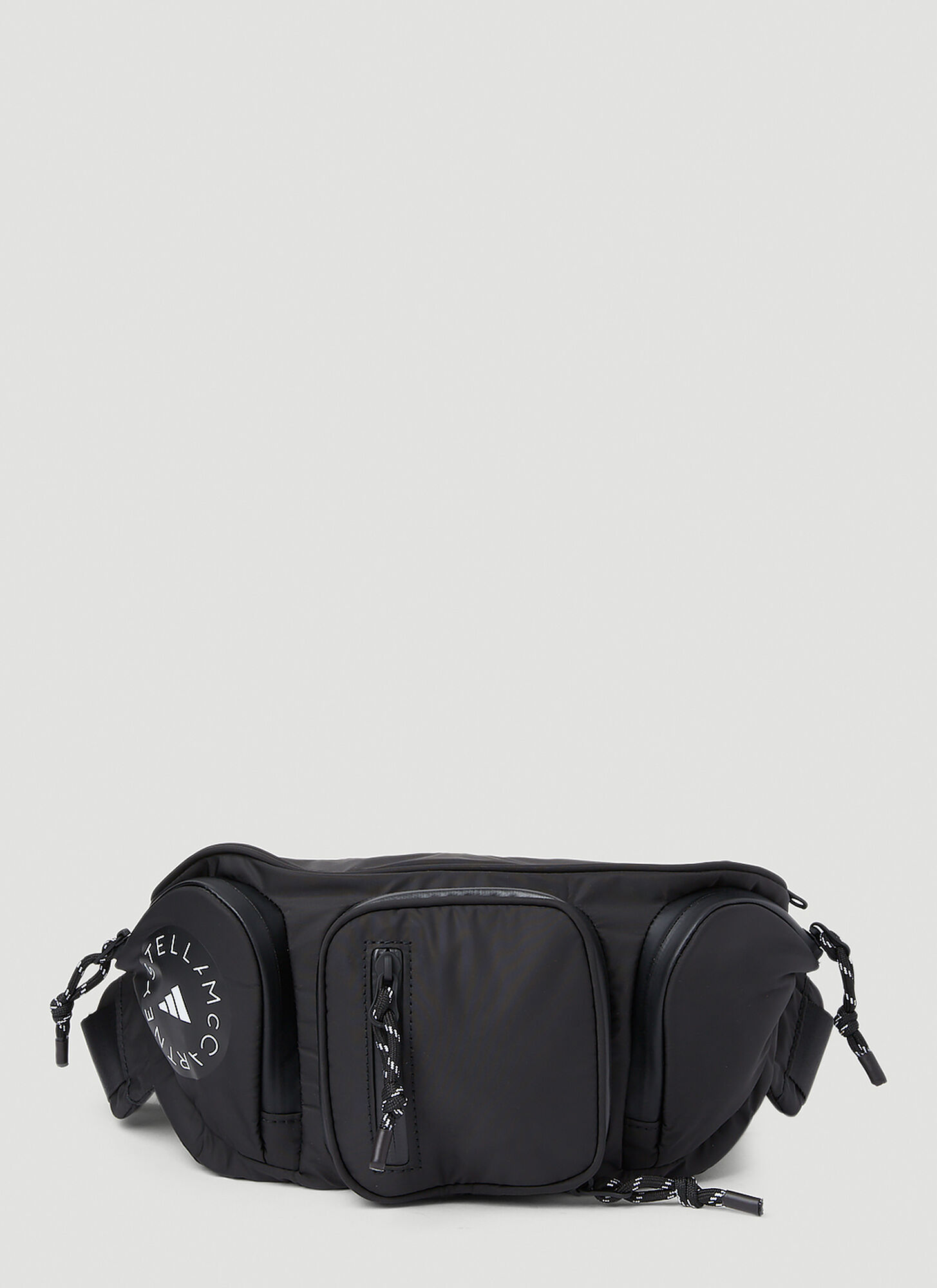 Adidas By Stella Mccartney Logo Print Belt Bag Female Black In Black/white/black