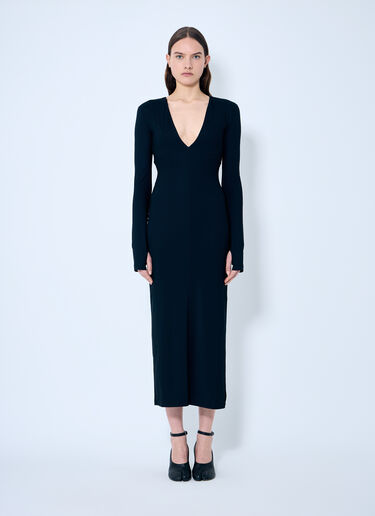 MM6 Maison Margiela Deep V Neck Dress Black mmm0259002