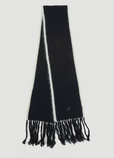 Moncler Logo Patch Fringe Scarf Black mon0250026