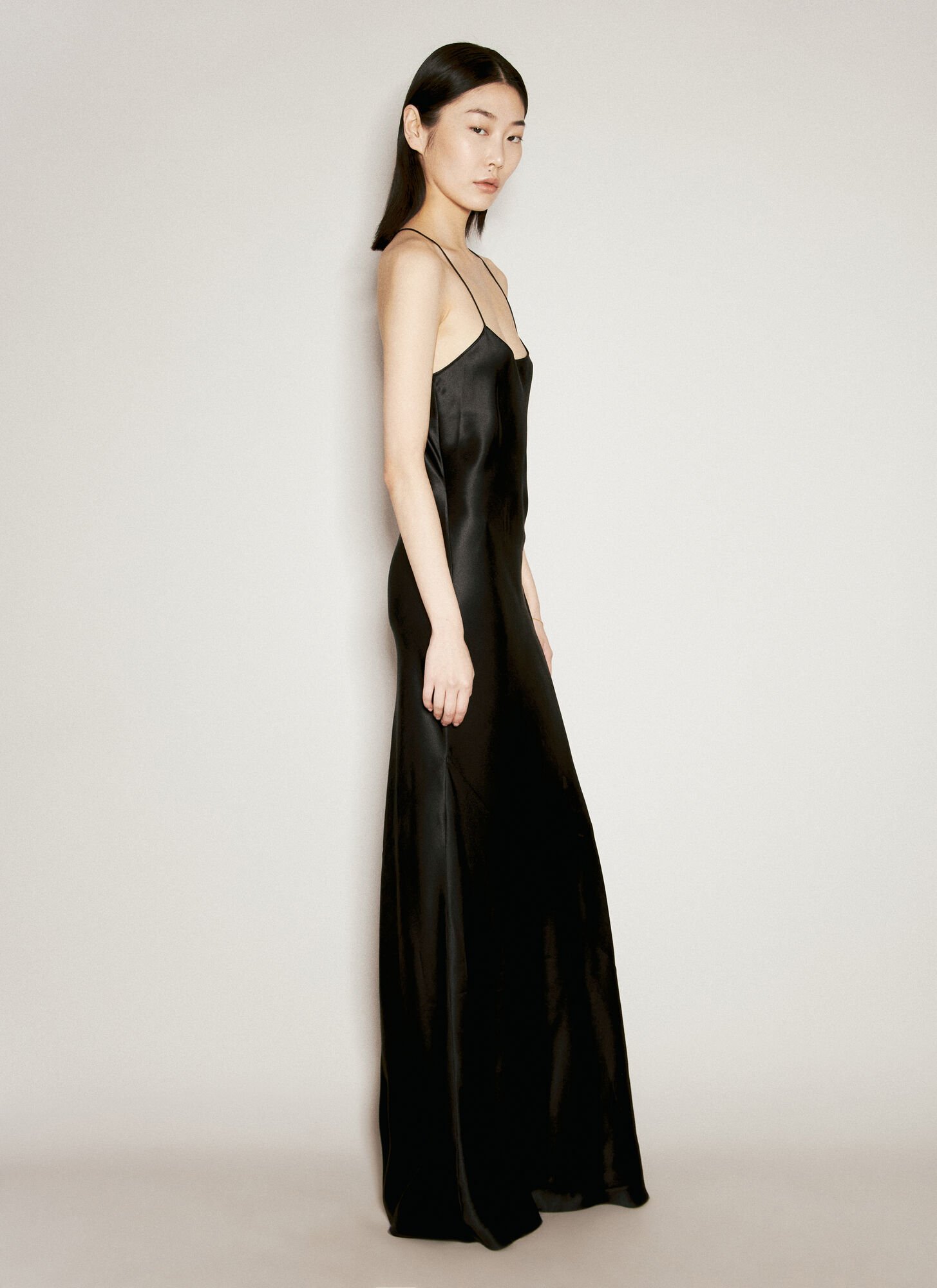 Shop Saint Laurent Silk Maxi Dress In Black