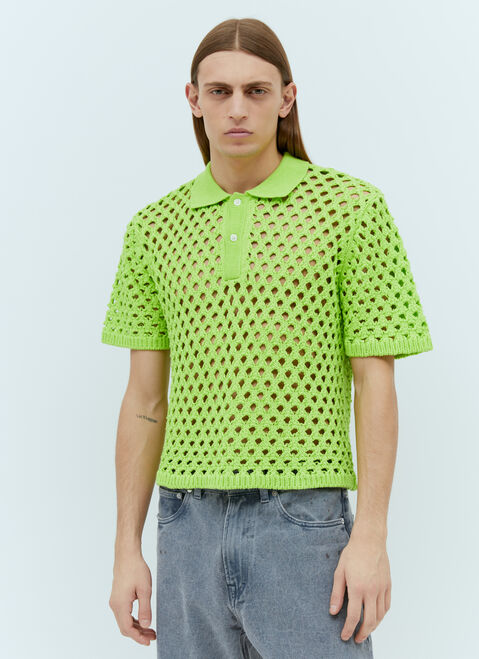 Gucci Open-Knit Polo Shirt Red guc0155012