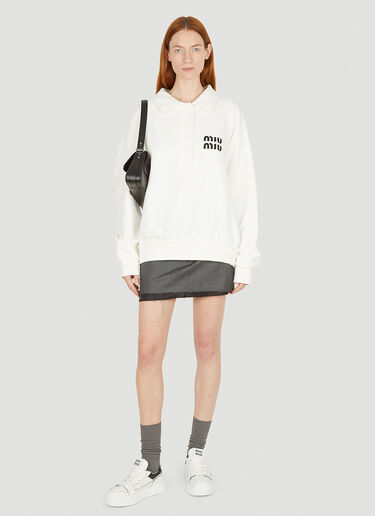 Miu Miu Distressed Logo Sweatshirt White miu0251001