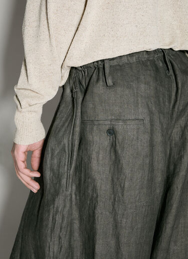 Yohji Yamamoto Drawstring Linen Pants Grey yoy0156003