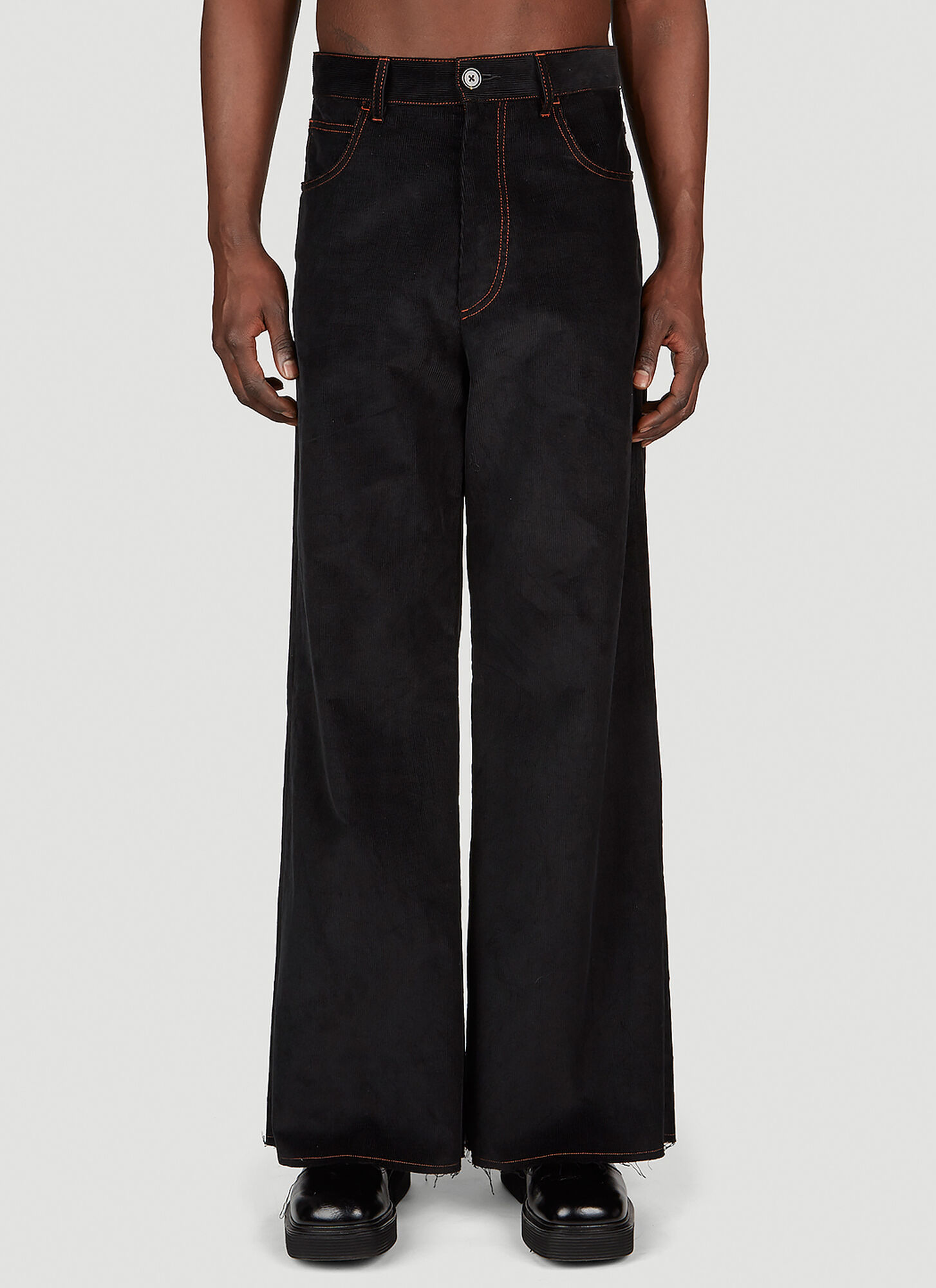 Marni Men's Corduroy Wide-leg Pants In Black