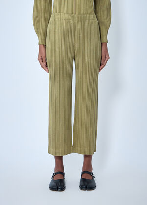 Pleats Please Issey Miyake Ribbed Knit Pants Yellow plp0263011