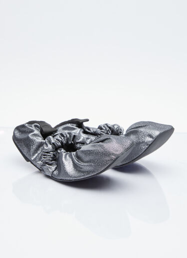 GANNI Scrunchie Ballerina Flats Silver gan0254033