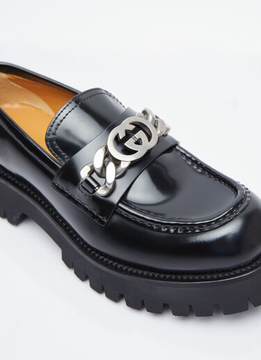 Gucci Interlocking G Chain Leather Loafers Black guc0253097
