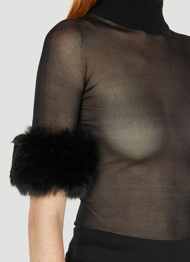 Saint Laurent Faux Fur Cuff Sweater Black sla0249013
