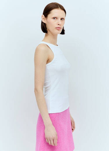 GANNI Soft Cotton Rib Tank Top White gan0256047