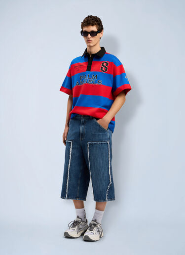 Palm Angels Curved Logo Skater Shorts Blue pma0164142