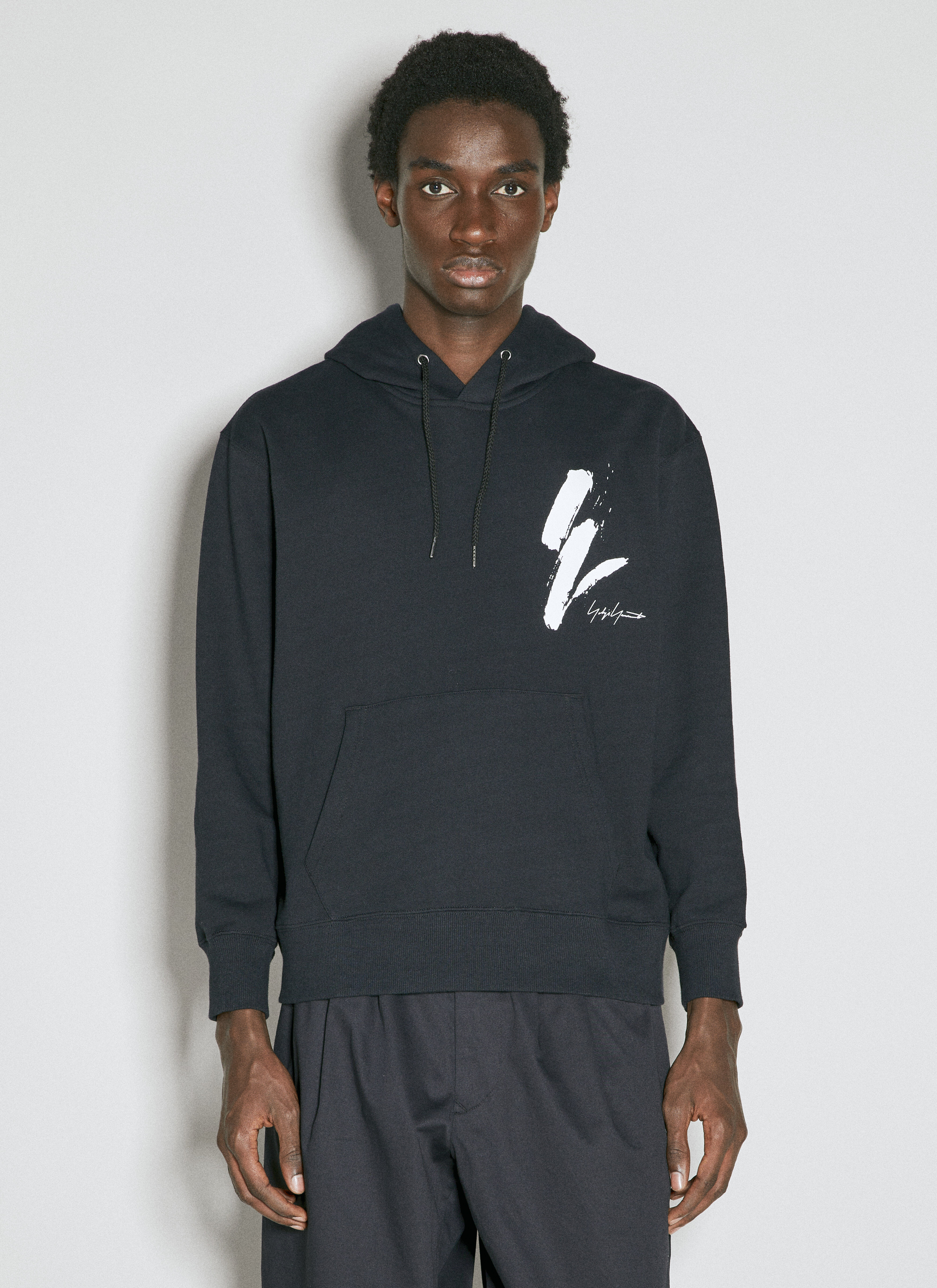 Yohji Yamamoto x NE Logo Print Hooded Sweatshirt Black yoy0154015