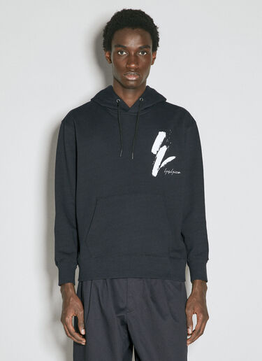 Yohji Yamamoto x NE 로고 프린트 후드티셔츠  블랙 yoy0154011