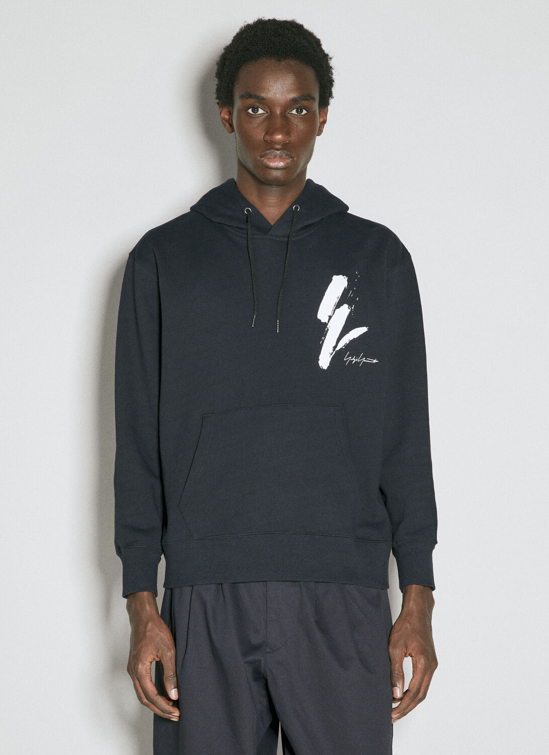 Shop Yohji Yamamoto X Ne Logo Print Hooded Sweatshirt In Black