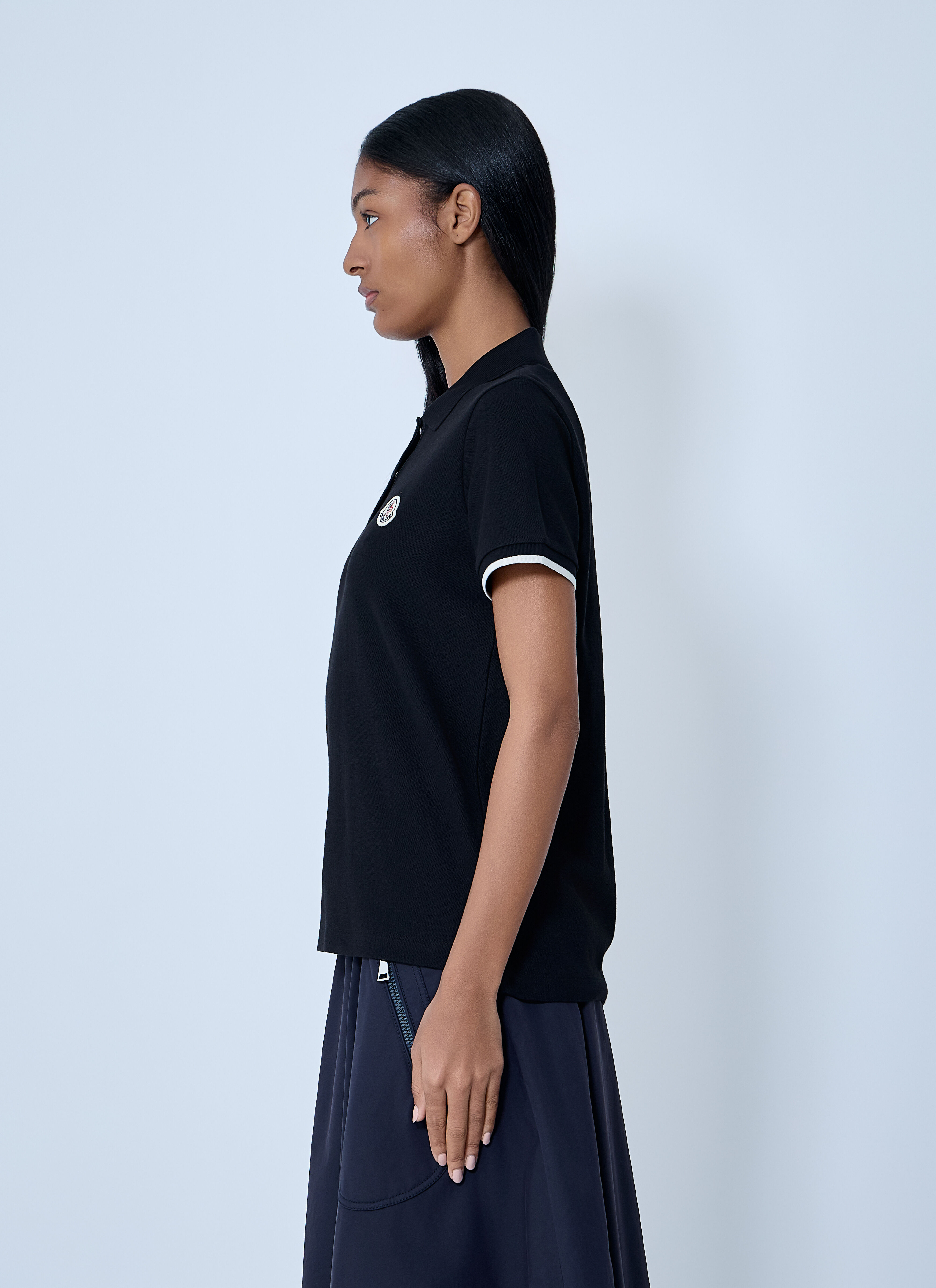Moncler Women's' Logo Motif Polo Shirt in Black | LN-CC®