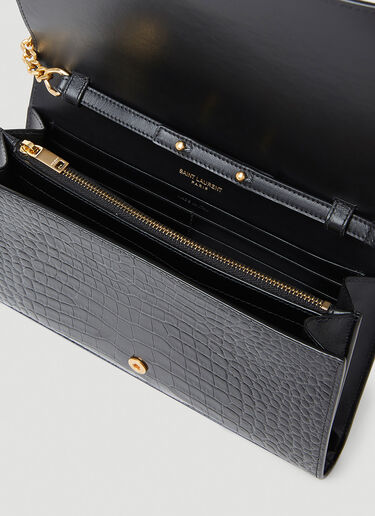 Saint Laurent Logo Plaque Chain Wallet Black sla0251241