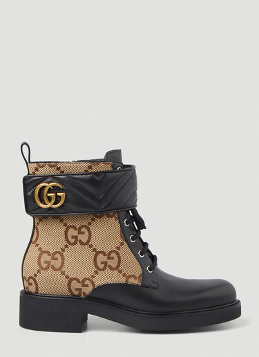 Gucci Marmont Cuff Logo Jacquard Boots Black guc0247110