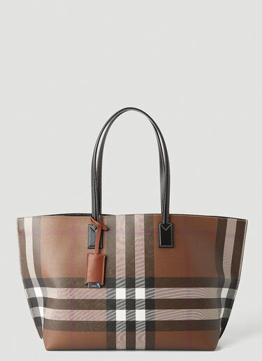 Burberry Check E-Canvas Tote Bag Brown bur0248051