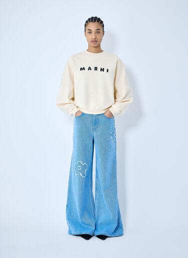 Marni Logo Print Sweatshirt Beige mni0259002