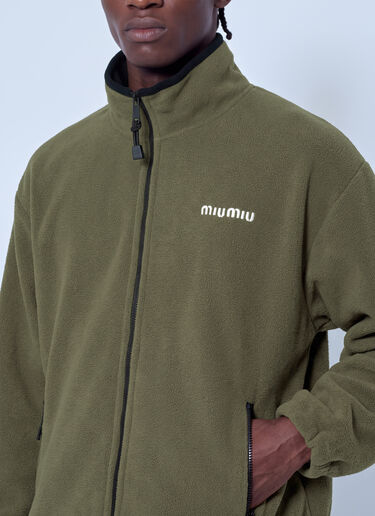 LN-CC® - Miu Miu: Fleece Zipper Jacket - Olive Miu Miu Fleece Zipper Jacket Olive miu0366009