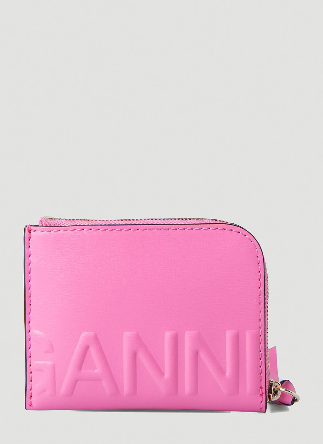 GANNI Women's Zip Logo Card Holder in Pink | LN-CC®