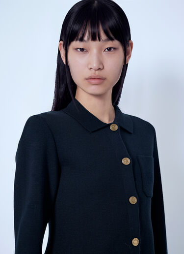Saint Laurent Wool Polo Cardigan Black sla0265001