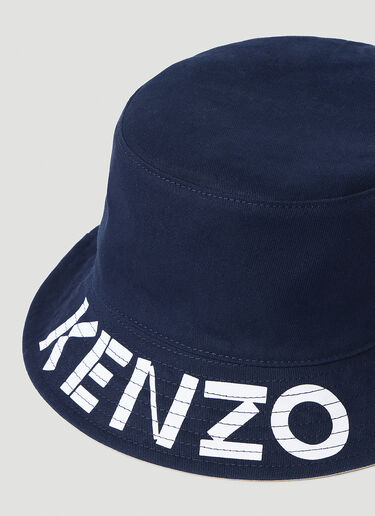 Kenzo Logo Print Reversible Bucket Hat Blue knz0253024