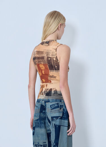 Jean Paul Gaultier Mesh Printed Journal Tank Top Brown jpg0264004