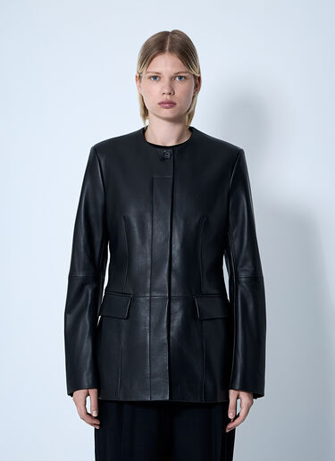 TOTEME Collarless Leather Jacket Black tot0261041