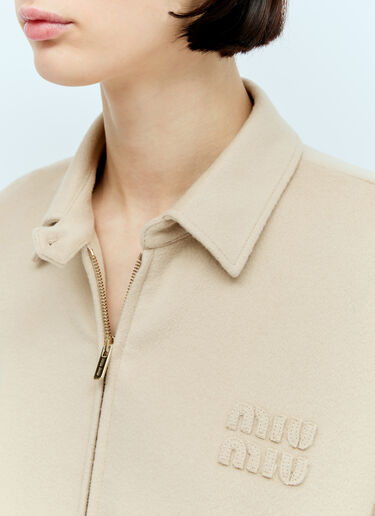 Miu Miu Velour Blouson Jacket Beige miu0256078