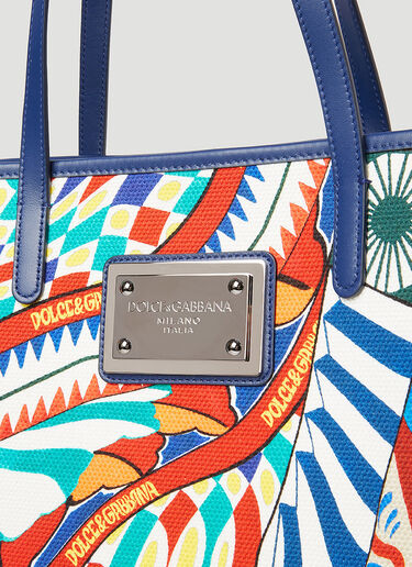 Dolce & Gabbana Carretto Print Canvas Tote Bag Blue dol0253033