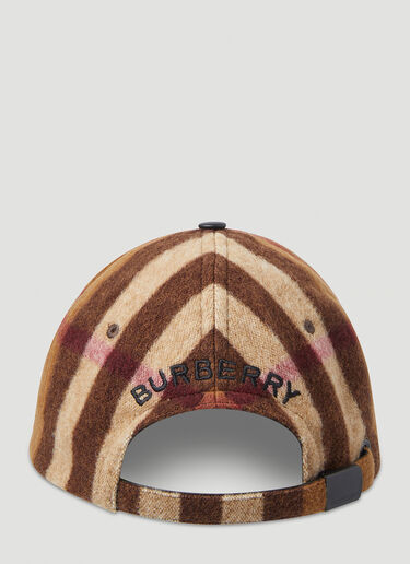 Burberry Leather Trimmed Check Baseball Cap Brown bur0346021