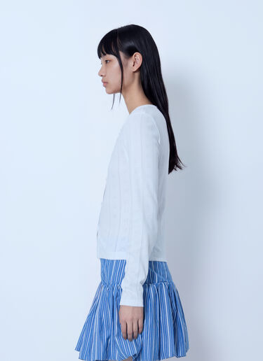 LN-CC® - GANNI: Compact Pointelle Rib Jersey Top - White GANNI Compact Pointelle Rib Jersey Top White gan0265003