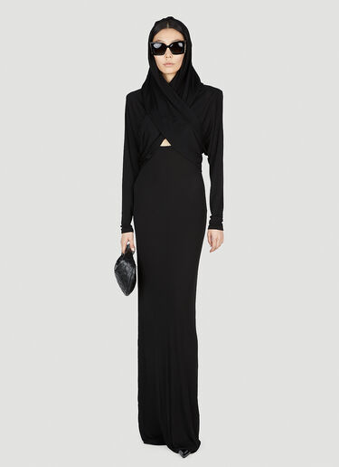 Hooded Maxi Dress Saint Laurent Hooded Maxi Dress Black sla0252001