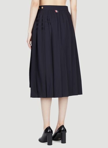 Four Bar Pleated Wool Midi Skirt Thom Browne Four Bar Pleated Wool Midi Skirt Navy thb0253024