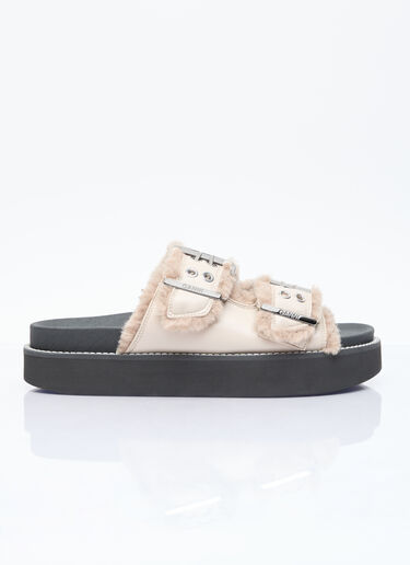 GANNI Feminine Buckle Slip-On Shoes Beige gan0255089