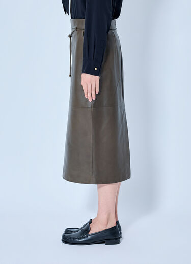 LN-CC® - Max Mara: Leather Midi Skirt - Brown Max Mara Leather Midi Skirt Brown max0265020