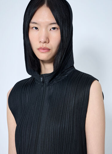 LN-CC® - Pleats Please Issey Miyake: Pleated Zip-Front Sleeveless Tio - Black Pleats Please Issey Miyake Pleated Zip-Front Sleeveless Tio Black plp0265002