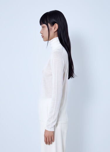 LN-CC® - Max Mara: Sheer Turtleneck Top - White Max Mara Sheer Turtleneck Top White max0266029